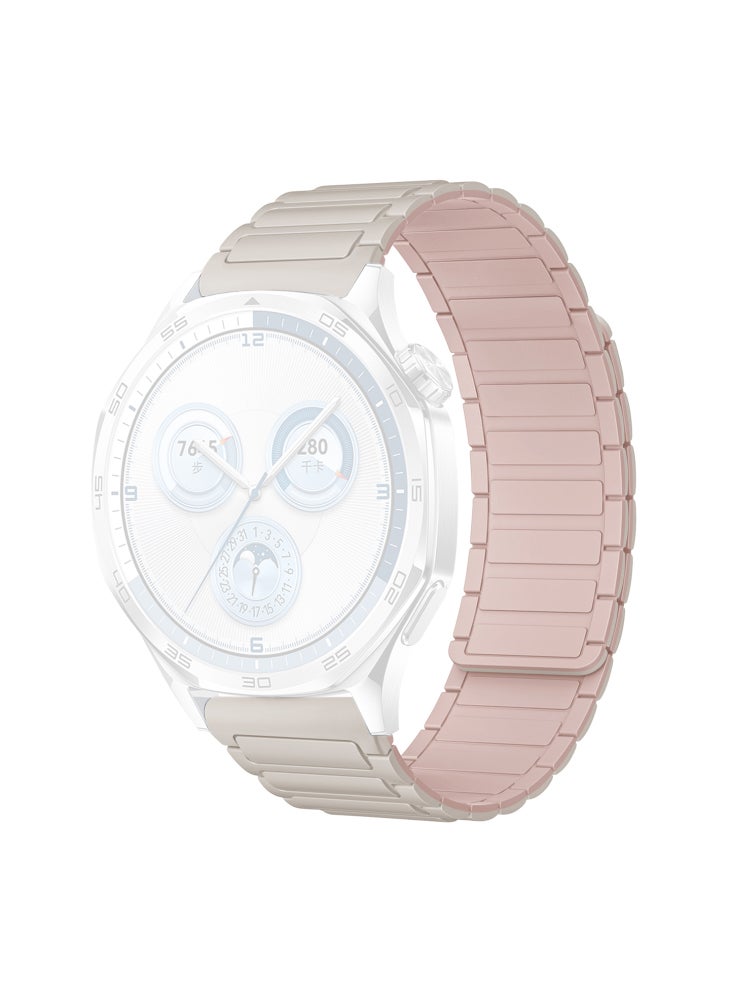 22mm Watch Band for Huawei Watch GT 5 Pro/GT 5/GT 4/GT 3/GT 2 46mm 3-Bead Silicone Magnetic Strap - Starlight/Pink - Image 1
