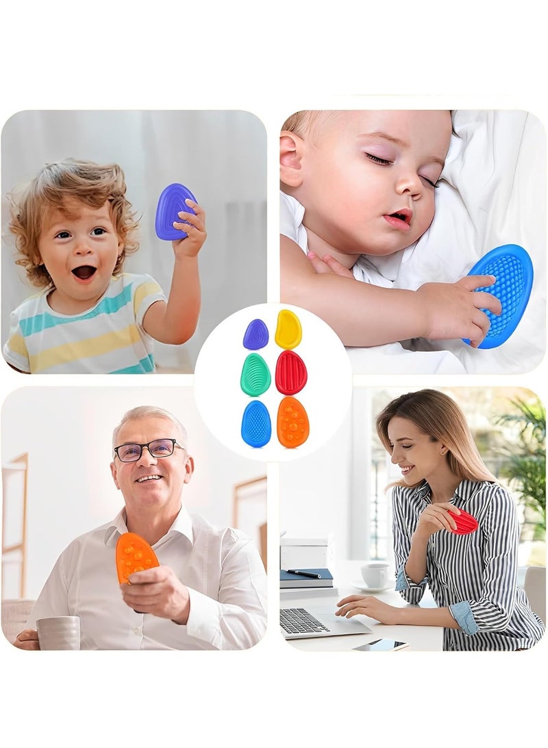 Meetion Fidget Toys, Sensory Toys for Autism, Sensory Stone Anxiety Relief Social Emotional Textured Worry Silent Fidget Toys, Stress Calming Quiet Fidget Toy for Adhd in School 6Pcs - Image 5