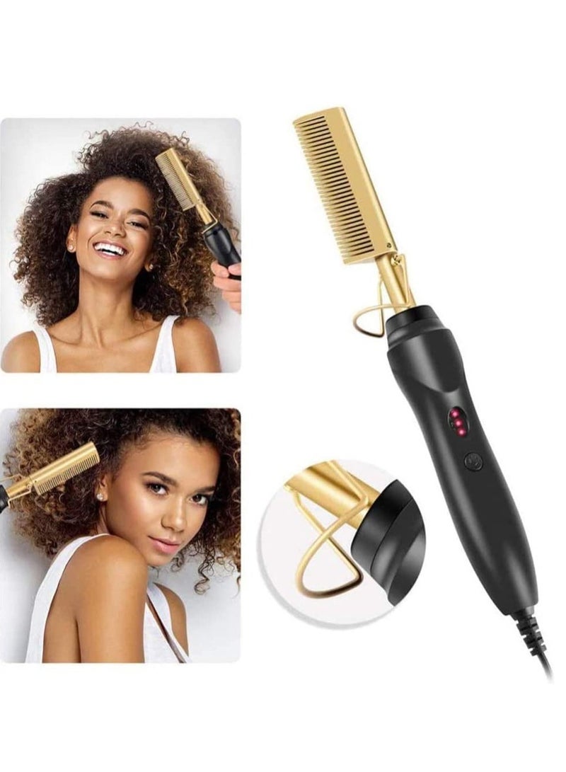 2 in 1 Hot Comb Straightener Electric Hair Straightener Hair Curler Wet Dry Use Hair Flat Irons Hot Heating Comb For Hair - Image 1