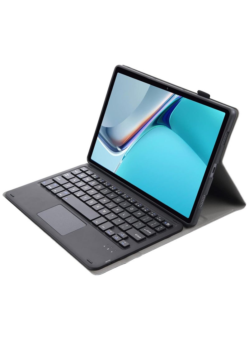 Arabic and English Bluetooth Keyboard Cover with Wireless Mouse for Galaxy Tab S8 Plus  S7 FE 12.4 inch, Protective Leather Case, Removable Touchpad - Image 2