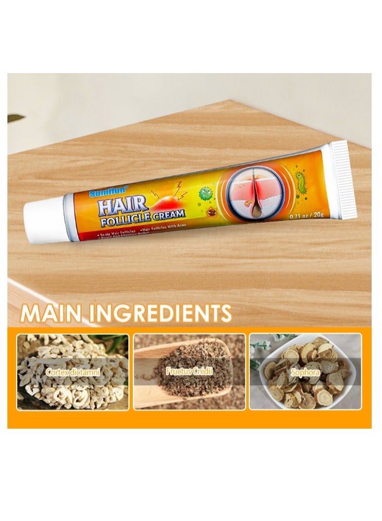 سوميفون كريم بصيلات الشعر، بصيلات شعر فروة الرأس وبصيلات الشعر المصابة بحب الشباب، علاج للوجه والجسم، علاج طبيعي لحب الشباب الكيسي، كريم بصيلات الشعر الفاخر ومزيل البثور - 20 جرام - Image 2