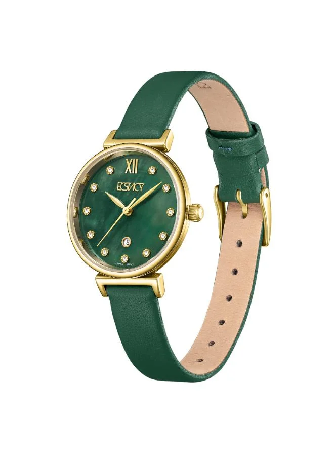 إكستاسي Women's Leather Analog Watch E25507-GLGMG - 30mm mm