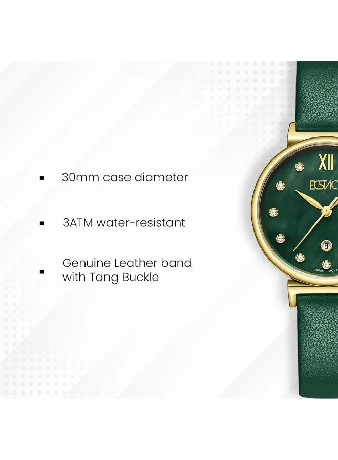 Ecstacy  Women's Leather Analog Watch E25507-GLGMG - 30mm mm for Women | Best Price UAE