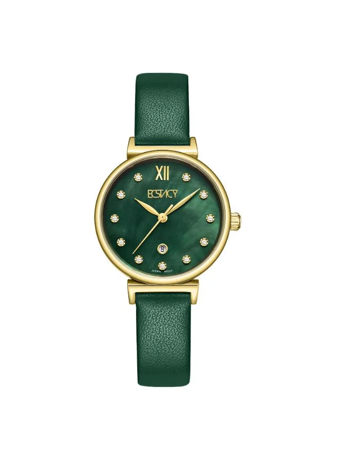 إكستاسي Women's Leather Analog Watch E25507-GLGMG - 30mm mm