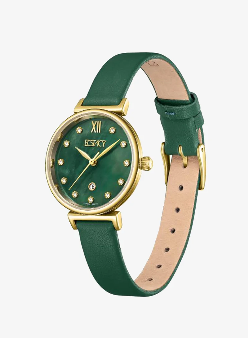 Ecstacy  Women's Leather Analog Watch E25507-GLGMG - 30mm mm for Women | Best Price UAE