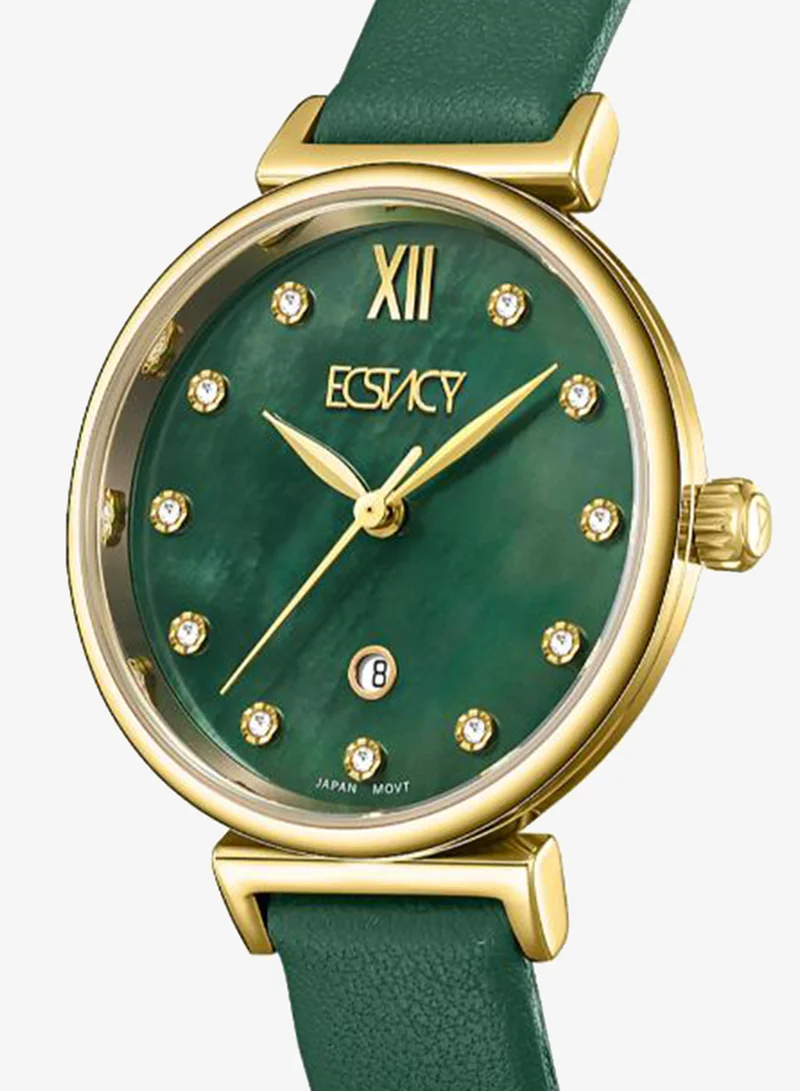Ecstacy  Women's Leather Analog Watch E25507-GLGMG - 30mm mm for Women | Best Price UAE