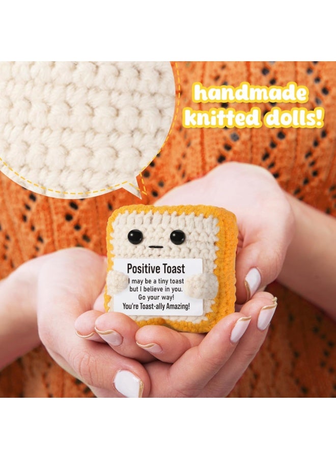GROIC Positive Pocket Toast Doll, Funny Emotional Support Knitted Toast Toy with Positive Card, Woolen Crochet, Cheer Up Graduation Gift, Encouragement for Friends - Image 2