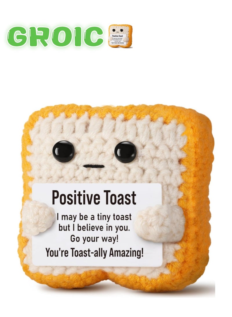 GROIC Positive Pocket Toast Doll, Funny Emotional Support Knitted Toast Toy with Positive Card, Woolen Crochet, Cheer Up Graduation Gift, Encouragement for Friends - Image 1