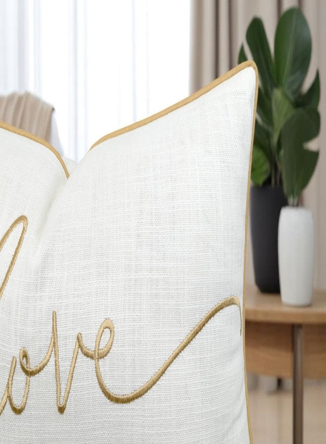 YugTex Love Sentiment Embroidered Lumbar Accent Throw Pillow Cover - Newlyweds, Bedroom Decor, Sofa - 12x18, Ivory - Image 3