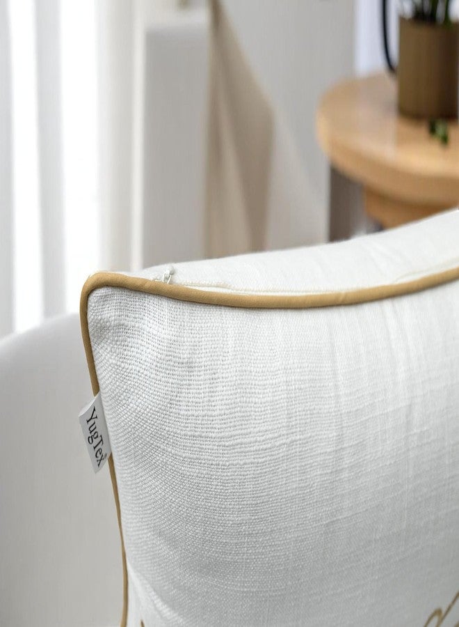 YugTex Love Sentiment Embroidered Lumbar Accent Throw Pillow Cover - Newlyweds, Bedroom Decor, Sofa - 12x18, Ivory - Image 5