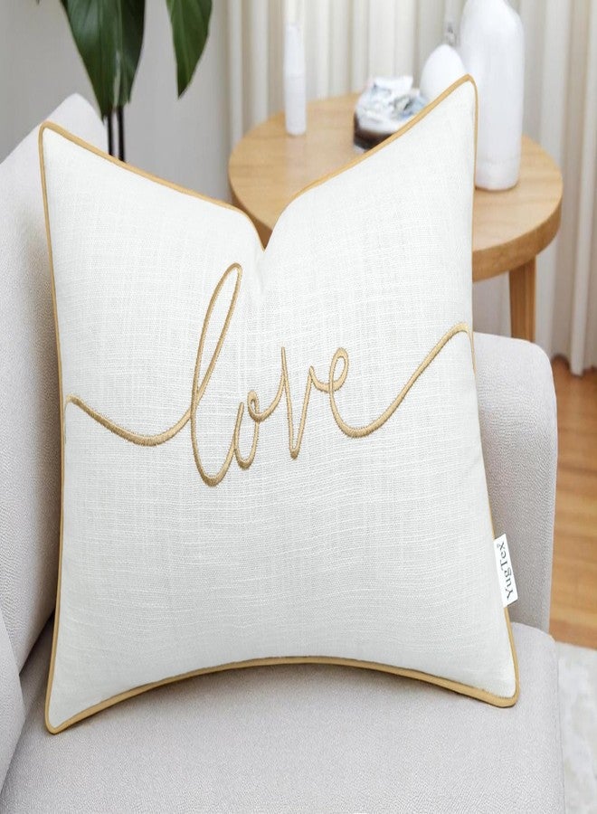 YugTex Love Sentiment Embroidered Lumbar Accent Throw Pillow Cover - Newlyweds, Bedroom Decor, Sofa - 12x18, Ivory - Image 2