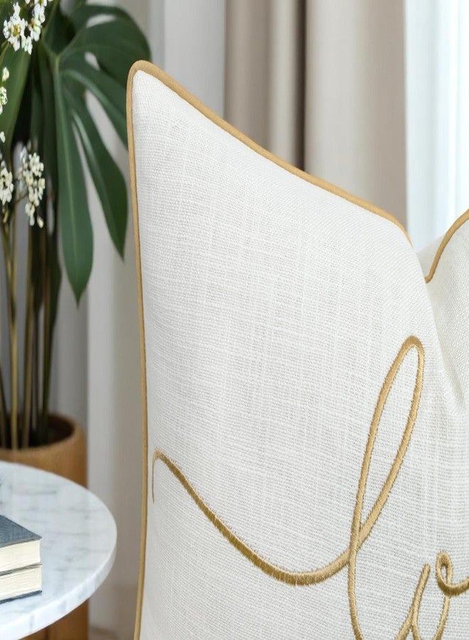 YugTex Love Sentiment Embroidered Lumbar Accent Throw Pillow Cover - Newlyweds, Bedroom Decor, Sofa - 12x18, Ivory - Image 4