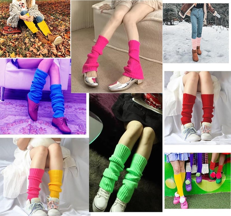 Chung Women Juniors Knitted Leg Warmers 16" Neon Party Dance Sports Fitness Halloween Accessory Pack of 1/2/3 - Image 5