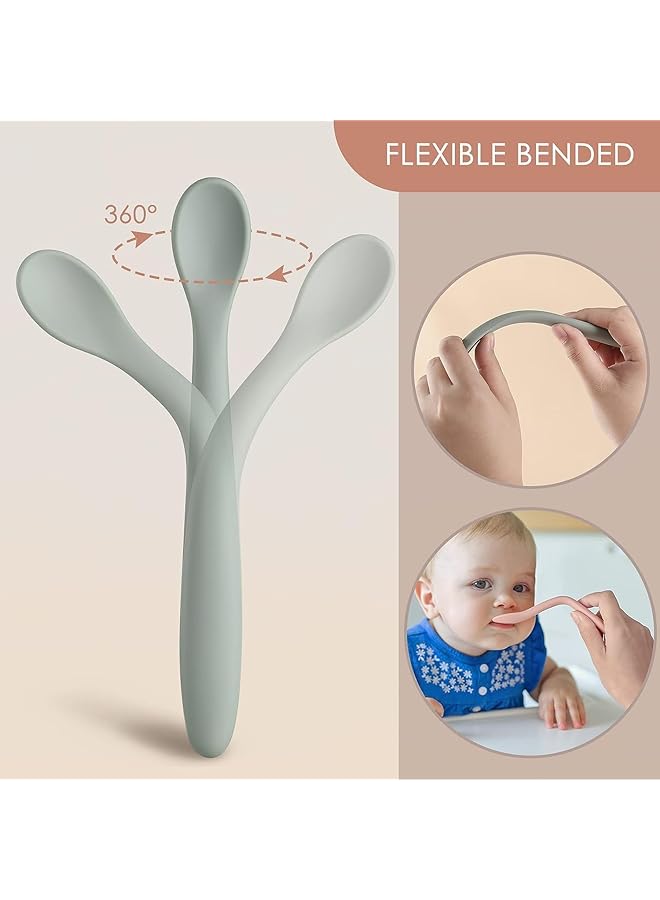 X spring Silicone Feeding Spoons 4 Pcs Flexible Baby Training Utensils Non Slip Grip Self Feeding Spoon Set Essential Baby Supplies For Toddlers 6 12 Months Dishwasher Safe - Image 2