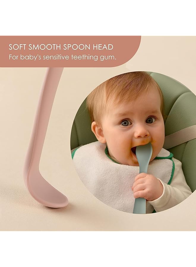 X spring Silicone Feeding Spoons 4 Pcs Flexible Baby Training Utensils Non Slip Grip Self Feeding Spoon Set Essential Baby Supplies For Toddlers 6 12 Months Dishwasher Safe - Image 3