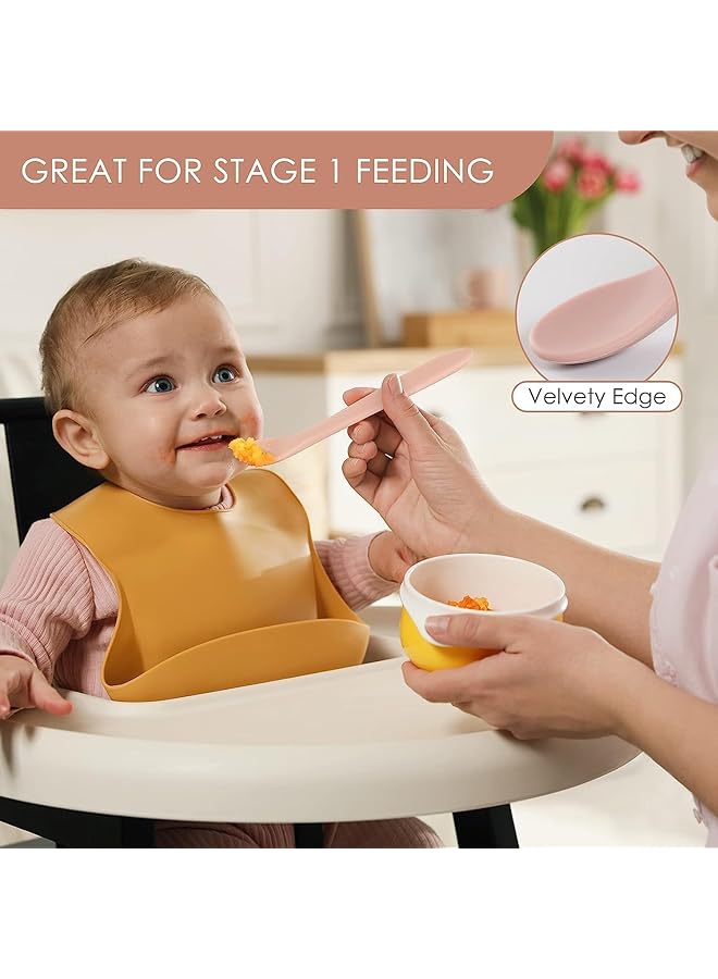 X spring Silicone Feeding Spoons 4 Pcs Flexible Baby Training Utensils Non Slip Grip Self Feeding Spoon Set Essential Baby Supplies For Toddlers 6 12 Months Dishwasher Safe - Image 4