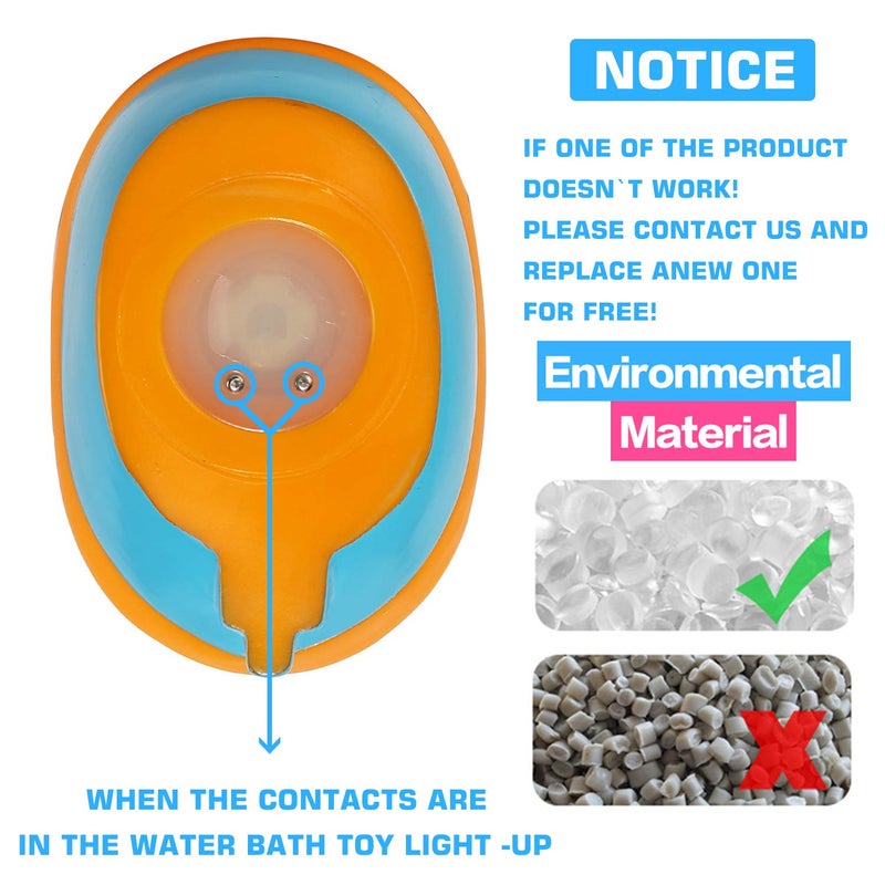 Yeonhatoys Bath Toys, 6 Packs Light up Boat Floating Rubber Set, Flashing Color Changing Light in Water, Tub Gift for Baby Infant Toddler Child Kid, Bathtub Ship Toy for Bathroom Shower Game Swimming Pool Party - Image 5