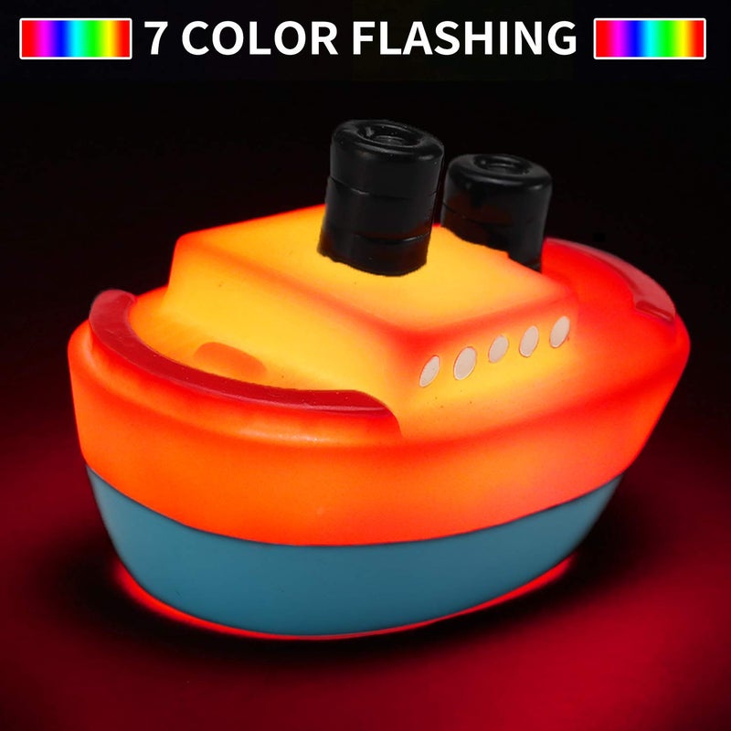 Yeonhatoys Bath Toys, 6 Packs Light up Boat Floating Rubber Set, Flashing Color Changing Light in Water, Tub Gift for Baby Infant Toddler Child Kid, Bathtub Ship Toy for Bathroom Shower Game Swimming Pool Party - Image 4