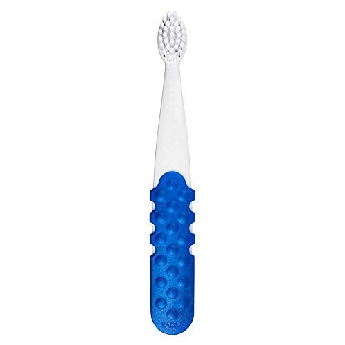 Radius Totz Plus Brush Kids Toothbrush Silky Soft BPA Free ADA Accepted Designed for Delicate Teeth & Gums for Children 3 Years & Up - WhiteBlue - Pack of 1 - Image 2