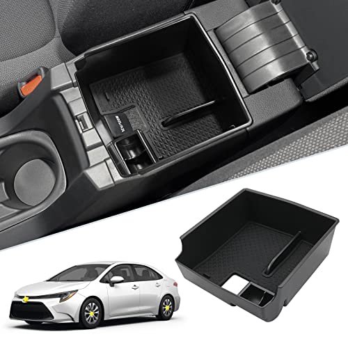 SKTU 2022 2023 2024 2025 2026 Toyota Corolla Center Console Organizer 2020-2025 2026 Corolla E210 Console Tray 2024 2025 2026 Corolla Accessories Insert Tray with USB Hole and Coin Holder (Black) - Image 1