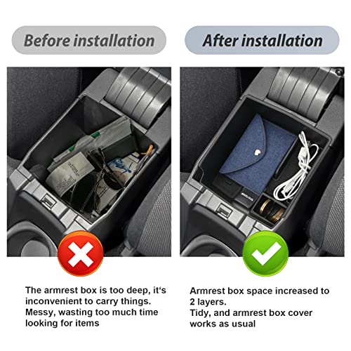SKTU 2022 2023 2024 2025 2026 Toyota Corolla Center Console Organizer 2020-2025 2026 Corolla E210 Console Tray 2024 2025 2026 Corolla Accessories Insert Tray with USB Hole and Coin Holder (Black) - Image 3