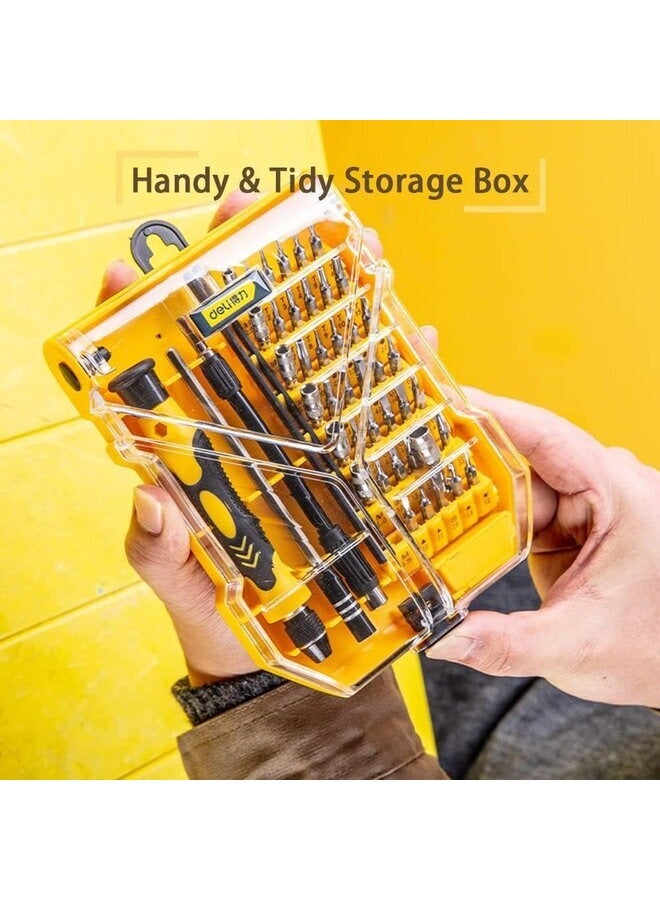 DELI Screwdriver Set, 45 in 1 with 42 Screwdriver Bits, a extension bar and an soft bar, Magnetic Repair Tool Kit for Camera, Computer, Mobile Phone and Game Console, Rubber-Plastic Handle DL3545 - Image 5