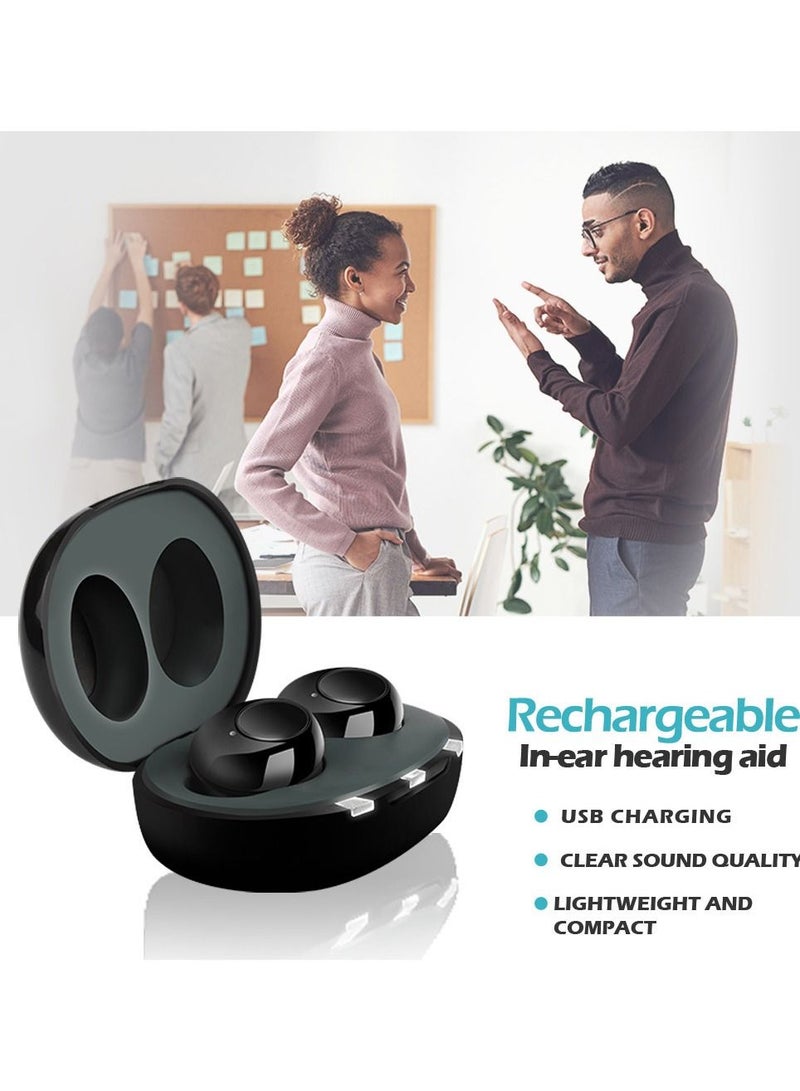 Generic Rechargeable Hearing Amplifier Digital Adjustable Tone for Young Elderly Hearing Loss Sound Amplifier Voice Enhancer Hearing Aids with Charging Box  - Image 2