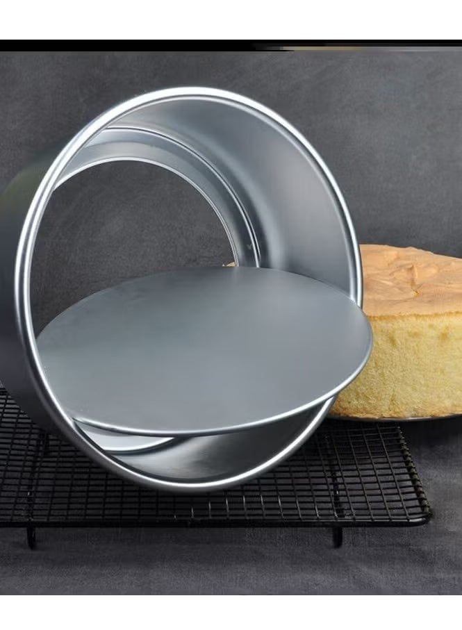 صانعة كيك دائرية، قالب من سبائك الألومنيوم، قالب سفلي قابل للإزالة، فضي 22.1 × 7.8 سم، 8 بوصات قالب كيك صواني كيك صينية كيك - Image 2