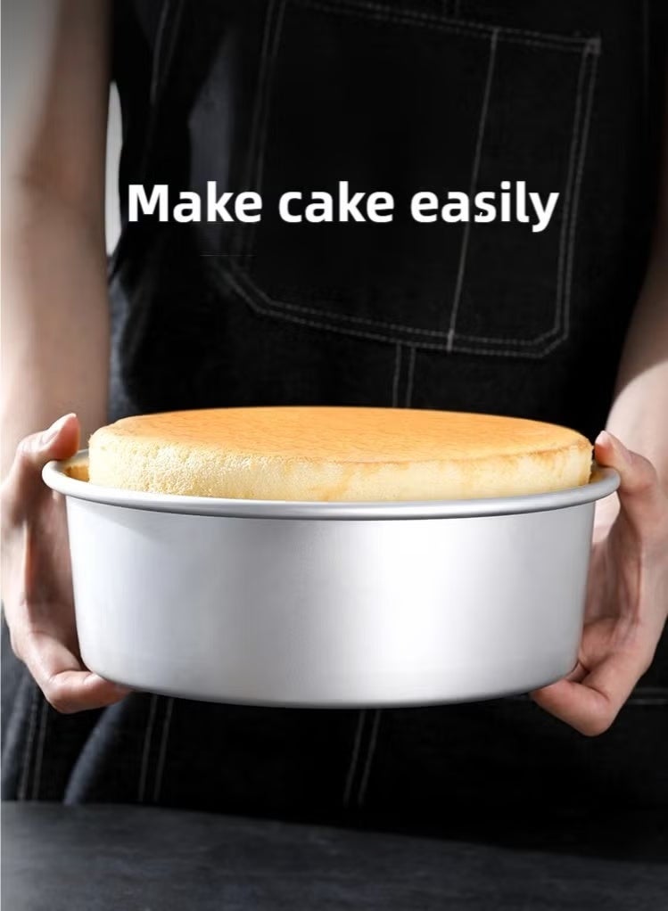 صانعة كيك دائرية، قالب من سبائك الألومنيوم، قالب سفلي قابل للإزالة، فضي 22.1 × 7.8 سم، 8 بوصات قالب كيك صواني كيك صينية كيك - Image 1