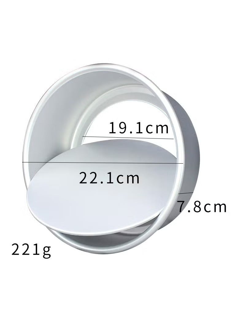 صانعة كيك دائرية، قالب من سبائك الألومنيوم، قالب سفلي قابل للإزالة، فضي 22.1 × 7.8 سم، 8 بوصات قالب كيك صواني كيك صينية كيك - Image 4