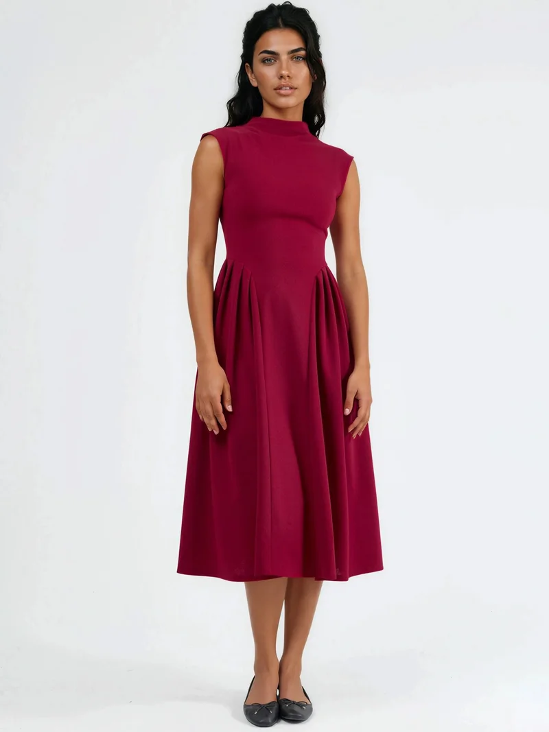 بوسيم BUSEM Textured Paneled Midi Dress
