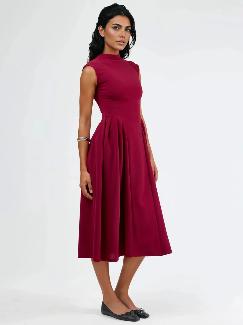 بوسيم BUSEM Textured Paneled Midi Dress