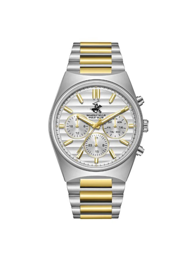 BEVERLY HILLS POLO CLUB BEVERLY HILLS POLO CLUB BP3744X.330 Men's Multi Function Display Watch & Metal Strap Silver/Gold