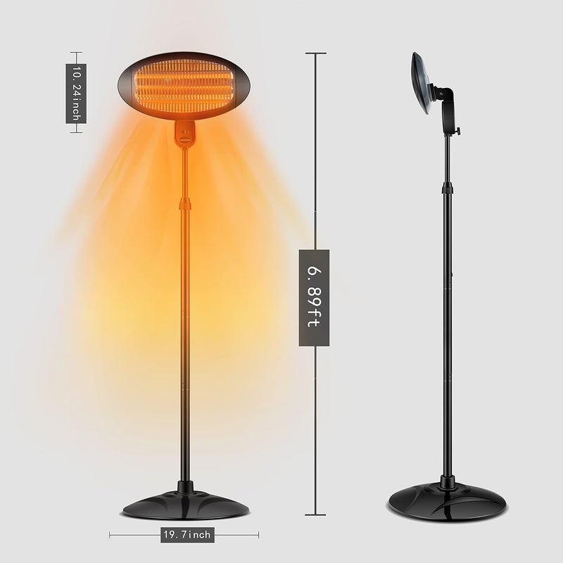 DONYER POWER Electric Quartz Patio Heater Garden Heater Waterproof Outdoor Free Standing 2000W - Image 5