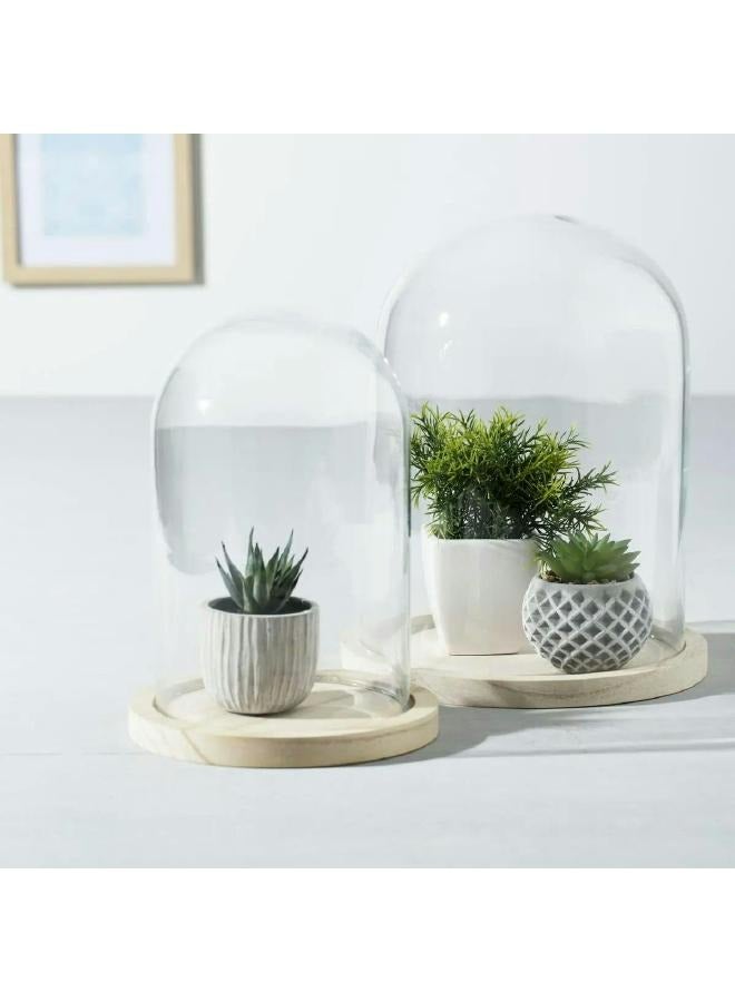 لوفت حامل غطاء شموع من خشب السوكل بوا، مقاس 18×25 سم، زجاج، طبيعي، MDF-136615A - Image 1