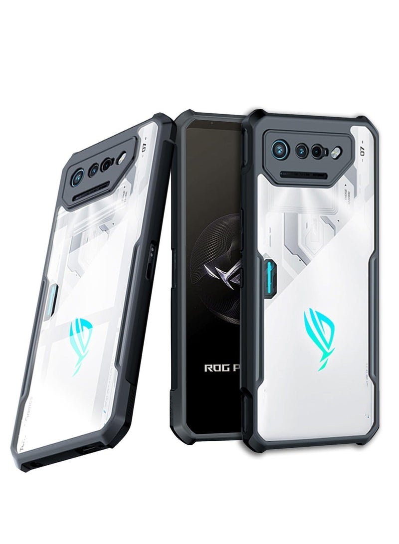 Captaintech SYOSI, Phone Case for Asus ROG 7, Airbags Anti-collision Transparent Phone Shell, Soft TPU Full Body Shockproof, Clear Back with Black Frame Protection Case - Image 1