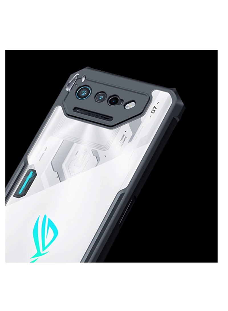 Captaintech SYOSI, Phone Case for Asus ROG 7, Airbags Anti-collision Transparent Phone Shell, Soft TPU Full Body Shockproof, Clear Back with Black Frame Protection Case - Image 4