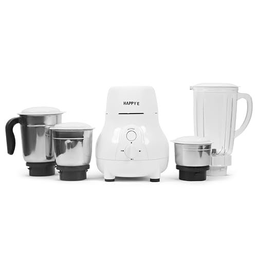 HAPPY E Amigo 750W Mixer Grinder with 4 Jars (3 Stainless Steel + 1 Transparent ABS Shake Jar) | 100% Copper Motor | 22,000 RPM | Heavy Duty | Food Grade Blades | 2-Year Warranty | ISI Certified - Image 3