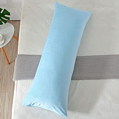CottonFry Solid 250 TC Ultra Soft Velvet Body Pillow Cover/Case Pillowcase with Hidden Zipper, Zippered Body Pillow Case (Sky Blue, 20x54), 53 x 137 cm, 1 piece - Image 3