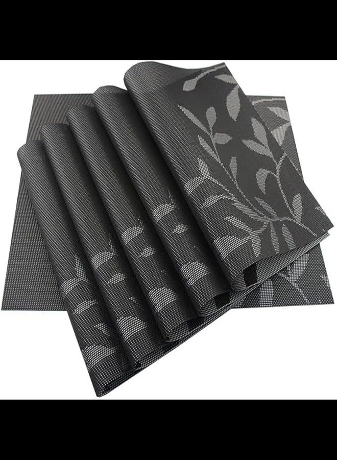 KETOVED Dining Table Mats 4 Pieces, Washable/Heat and Stain Resistant, Indoor/Outdoor Placemats, PVC Table Placemats (Black Flower) - Image 5