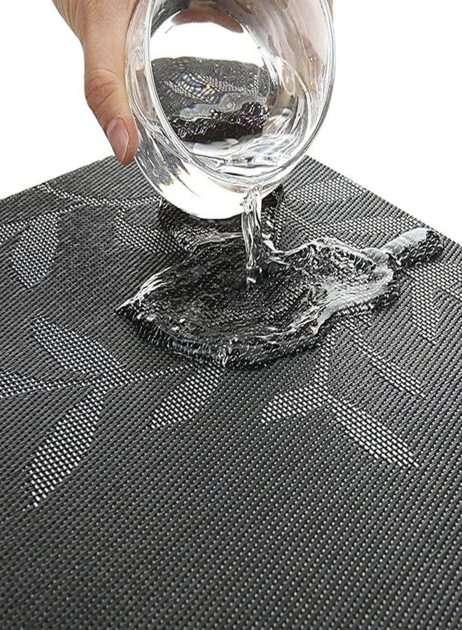 KETOVED Dining Table Mats 4 Pieces, Washable/Heat and Stain Resistant, Indoor/Outdoor Placemats, PVC Table Placemats (Black Flower) - Image 3