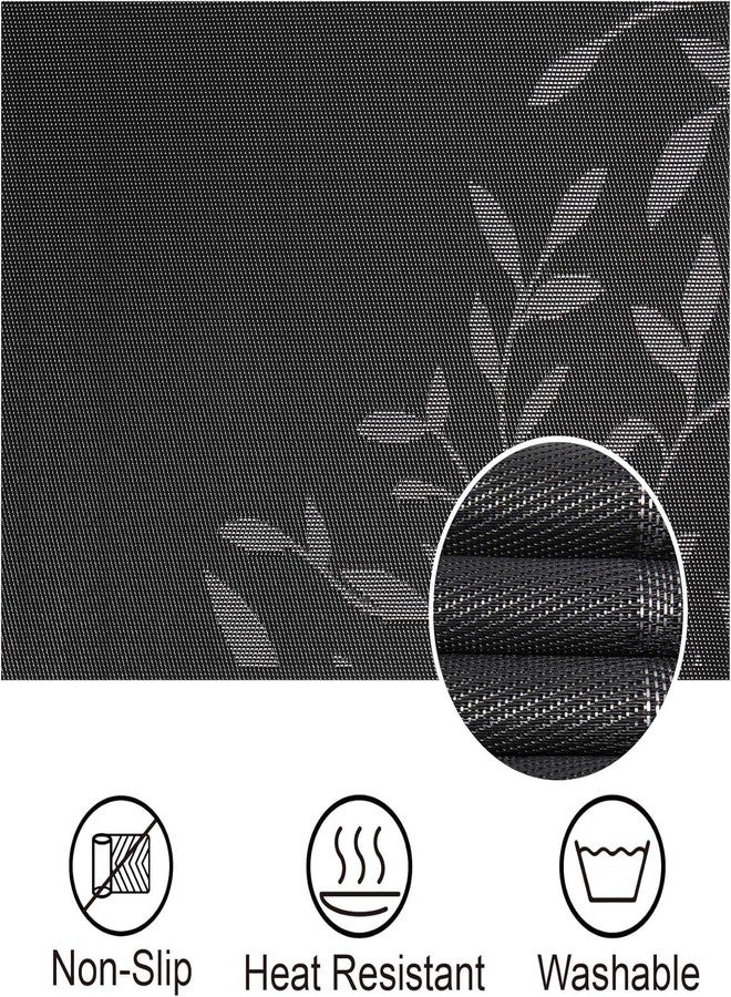KETOVED Dining Table Mats 4 Pieces, Washable/Heat and Stain Resistant, Indoor/Outdoor Placemats, PVC Table Placemats (Black Flower) - Image 2