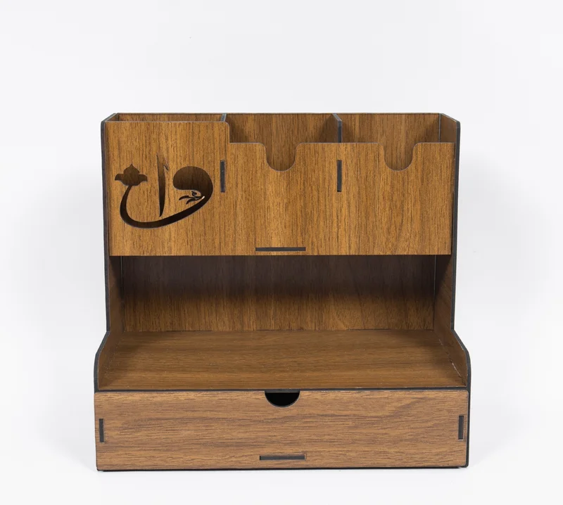 Notpa Drawer Elif Vav Figured Desktop Pen Holder Organizer Walnut Assembled Product