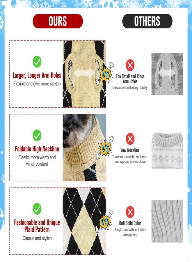 KOOLTAIL Crochet Dog Argyle Sweater Knitted for Small Doggie Puppy Cat Small Medium - Image 5