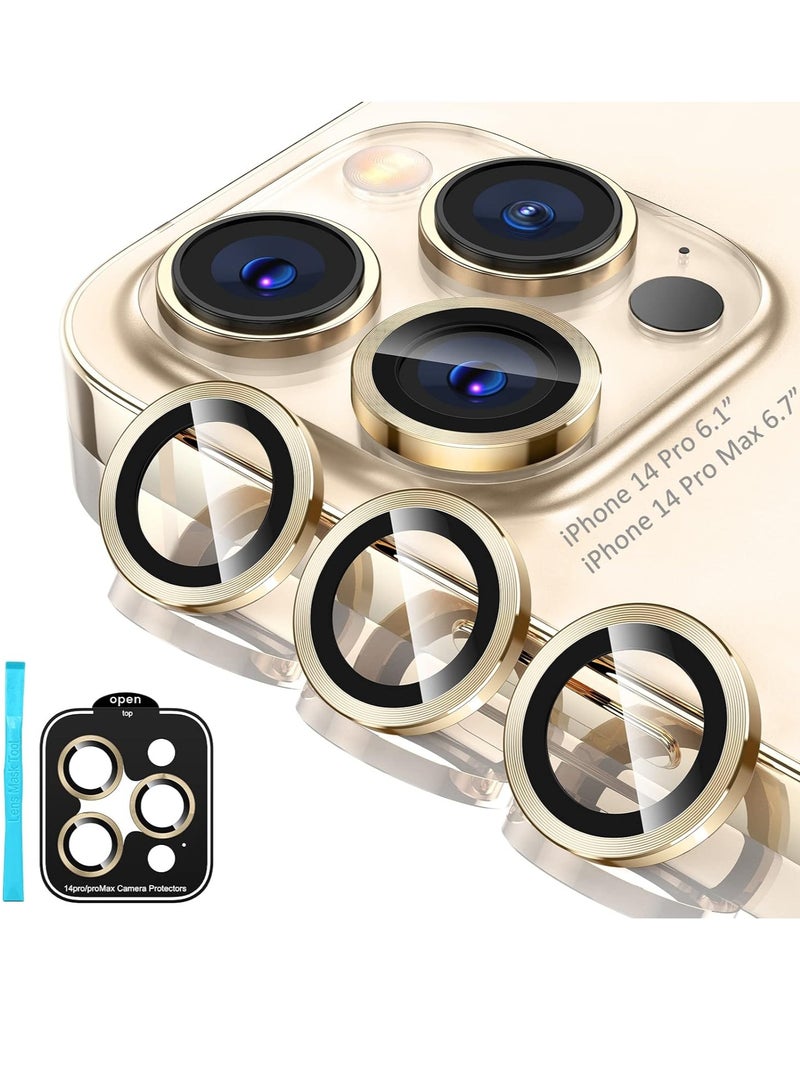 ELTRAZONE iPhone 14 Pro / iPhone 14 Pro Max Camera Lens Protector, 9H Tempered Glass Camera Cover Screen Protector Metal Individual Ring Protector for iPhone 14Pro 6.1 inch iPhone 14 ProMax 6.7 inch - Image 1