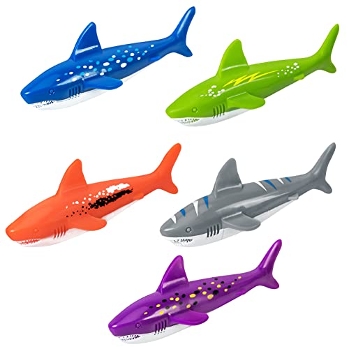 YHmall Underwater Diving Toys Shark Pool Torpedo Toys Swimming Throwing Torpedo Bandits Small Water Rockets Training Dive Toys for Learning to Swim 5 Pack - Image 1