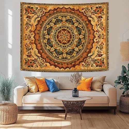 Lifeel Orange Mandala Tapestry, Boho Hippie Medallion Tapestries Home Decor for Bedroom Living Room Dorm, 36x48 inches - Image 4