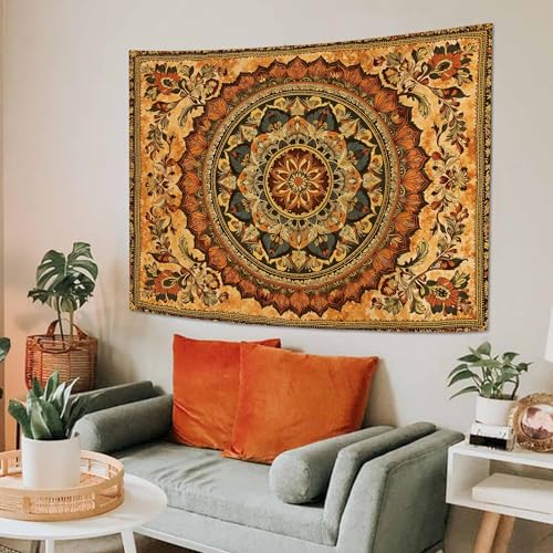 Lifeel Orange Mandala Tapestry, Boho Hippie Medallion Tapestries Home Decor for Bedroom Living Room Dorm, 36x48 inches - Image 5