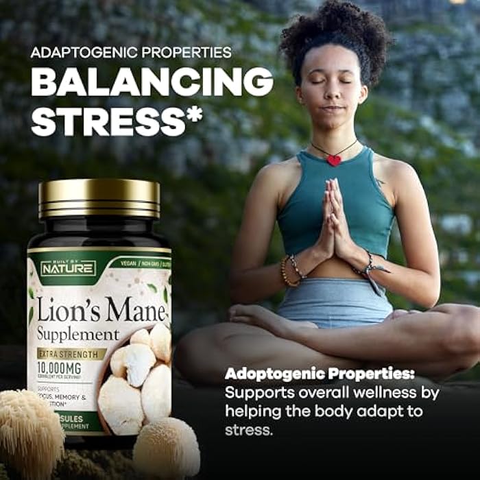Built by Nature Lion’s Mane – Extra Strength Mushroom Supplement for Nootropic Brain Support – Focus, Memory and Cognitive Function – Non-GMO, Gluten-Free, Vegan - 60 Capsules - Image 4