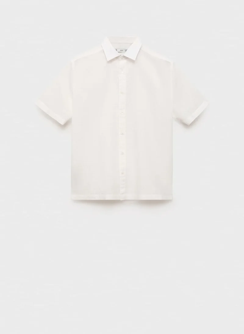 Mango Man Short Sleeve Linen-Blend Shirt